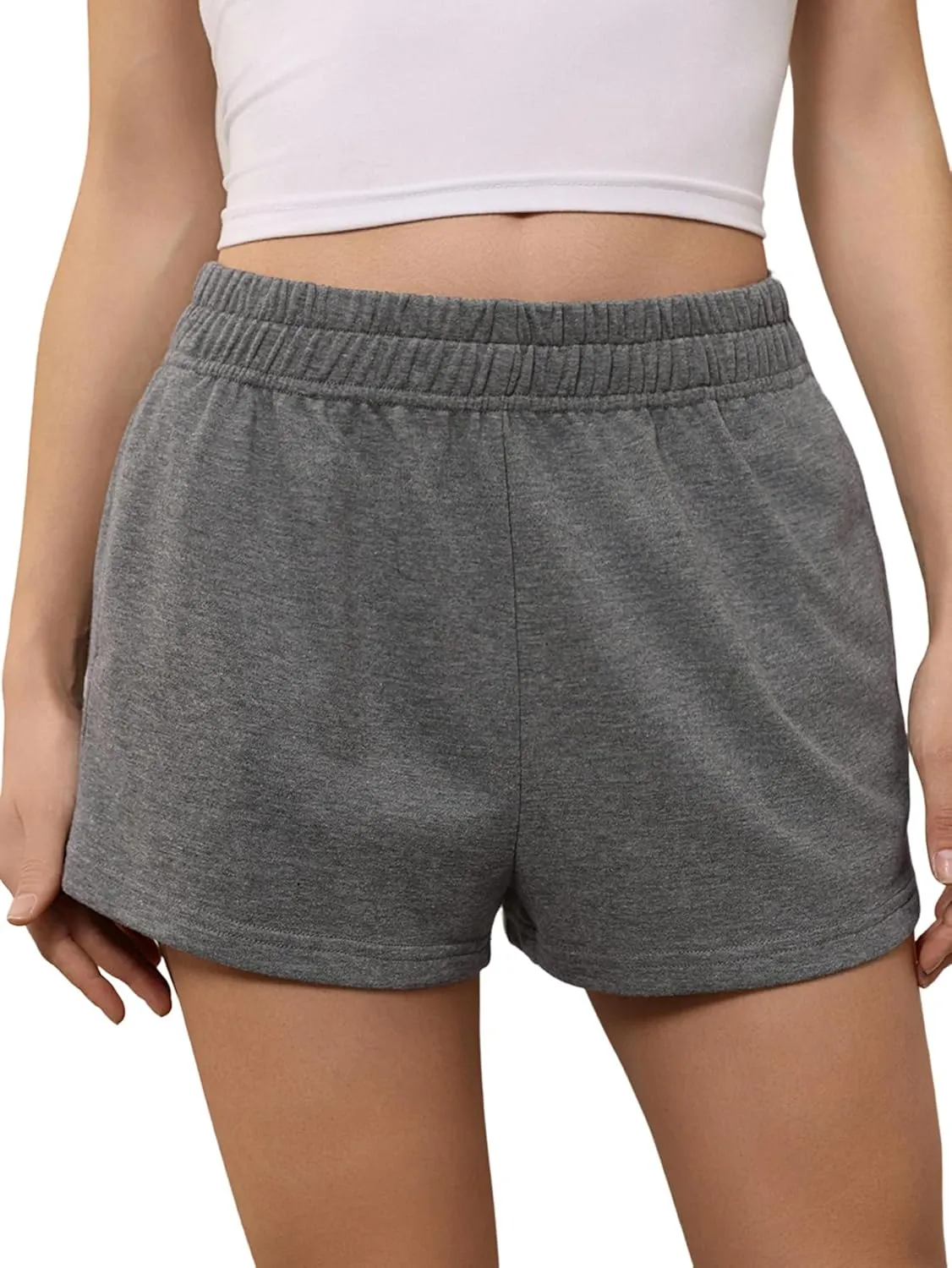 SOLY HUX Women's Sweat Shorts Casual Summer Elastic High Waist Running Lounge Shorts with Pockets