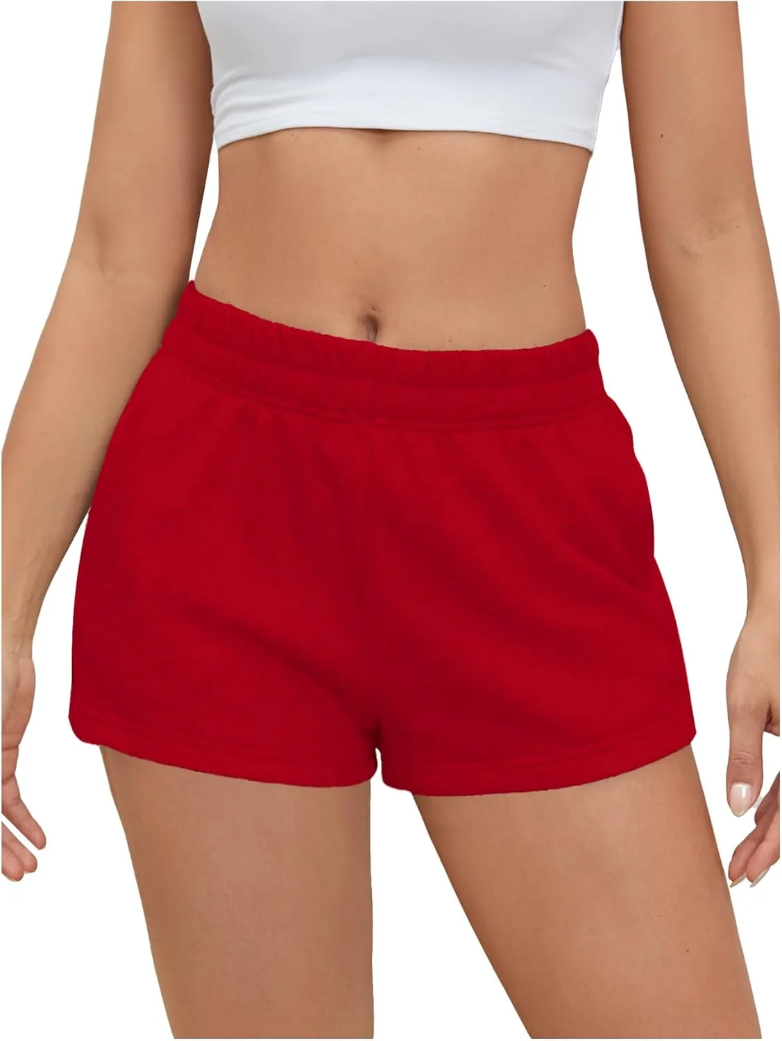SOLY HUX Women's Sweat Shorts Casual Summer Elastic High Waist Running Lounge Shorts with Pockets