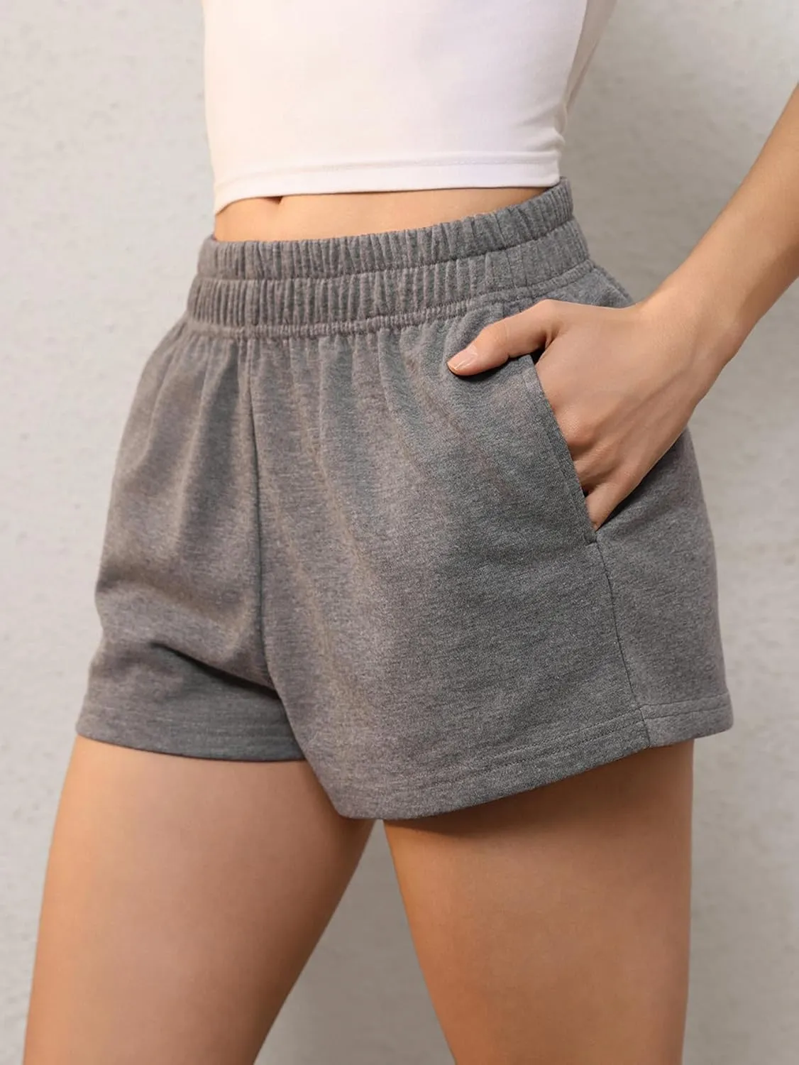 SOLY HUX Women's Sweat Shorts Casual Summer Elastic High Waist Running Lounge Shorts with Pockets