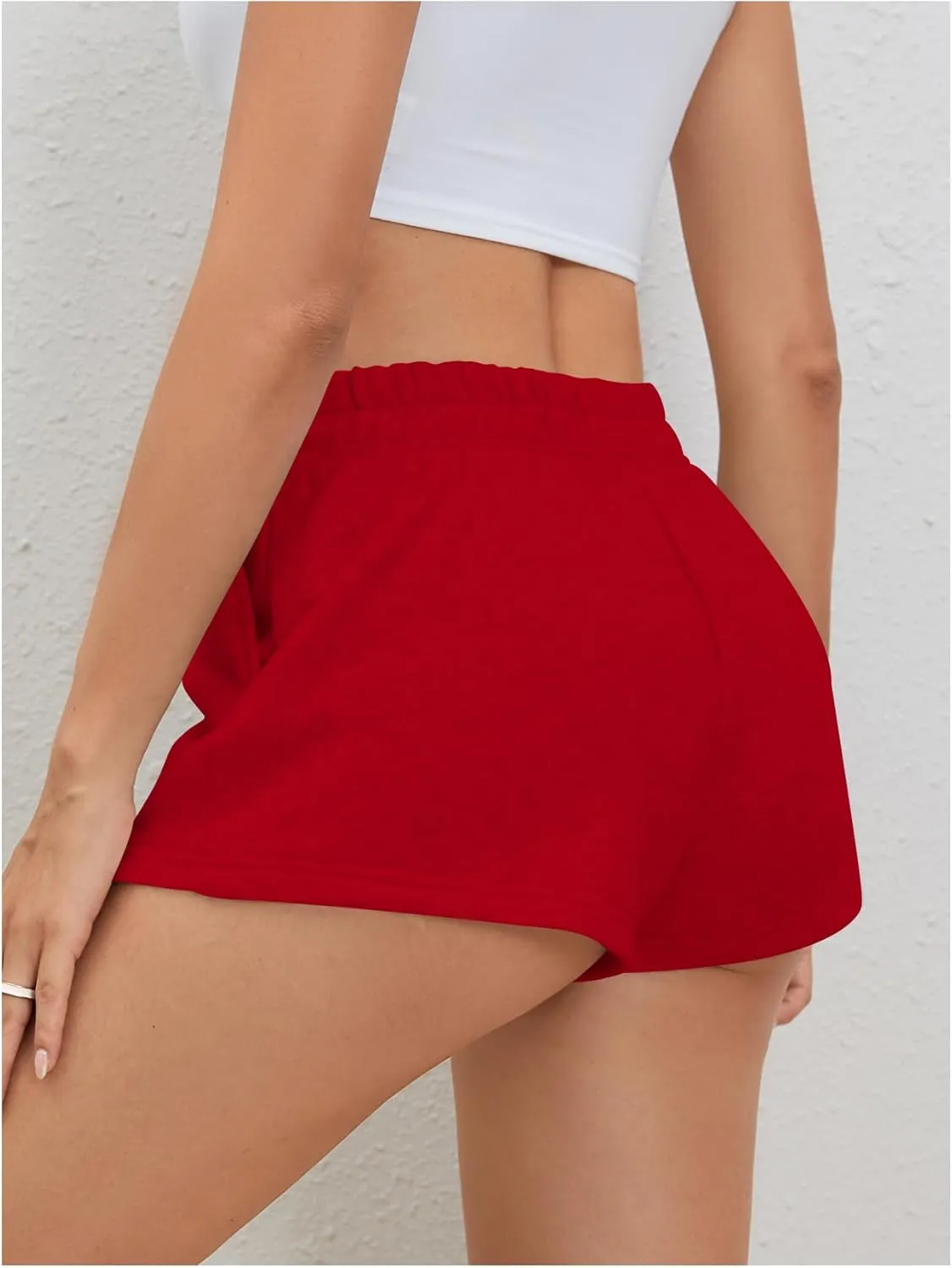 SOLY HUX Women's Sweat Shorts Casual Summer Elastic High Waist Running Lounge Shorts with Pockets