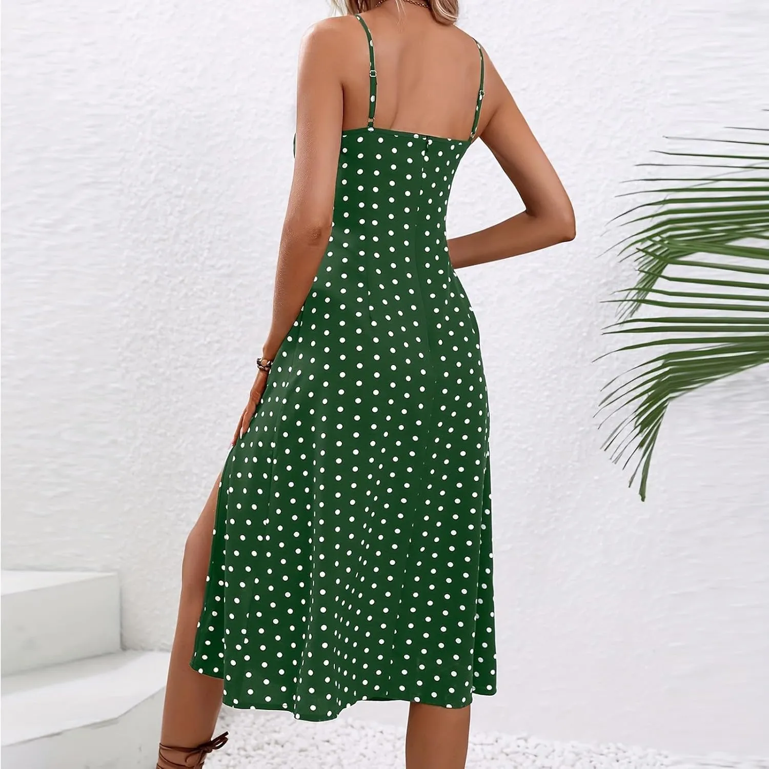 Spaghetti Strap Midi Dresses for Women Sexy Elegant Side Slit Prom Dresses Summer Slim Fit Sexy A Line Beach Dress