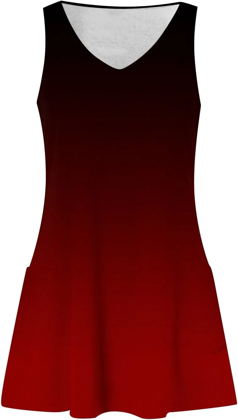 Summer Dresses for Women 2024 Loose V Neck Sleeveless Sundresses Casual Tank Dress Swimsuit Coverup with Pockets