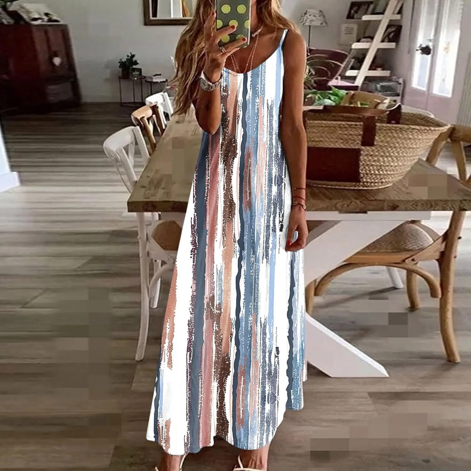 Summer Dresses for Women 2025 Beach Vacation Maxi Dress Spaghetti Strap Floral Print Sundress Casual Travel Clothes