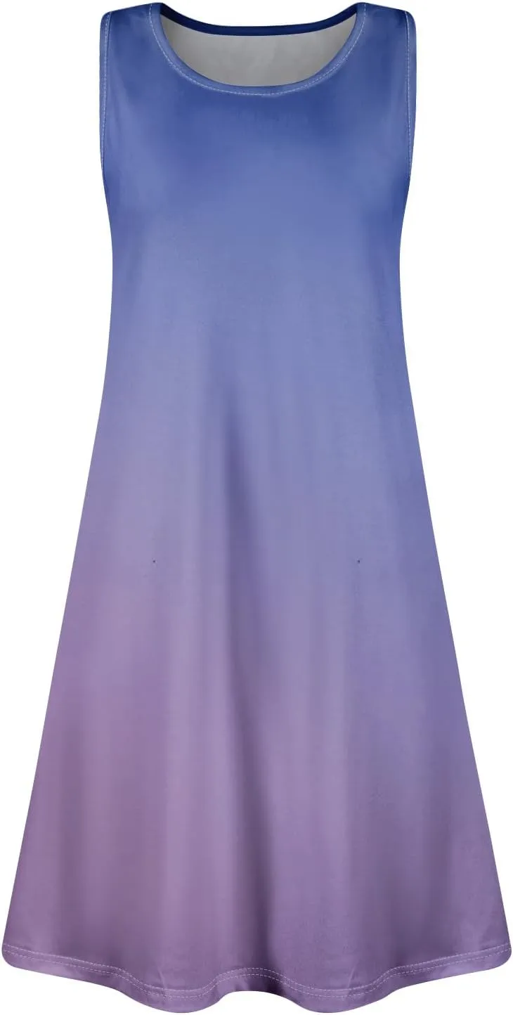 Summer Dresses for Women 2025 Casual Crewneck Sleeveless Sundresses Boho Tank Dress Beach Dresses with Pockets