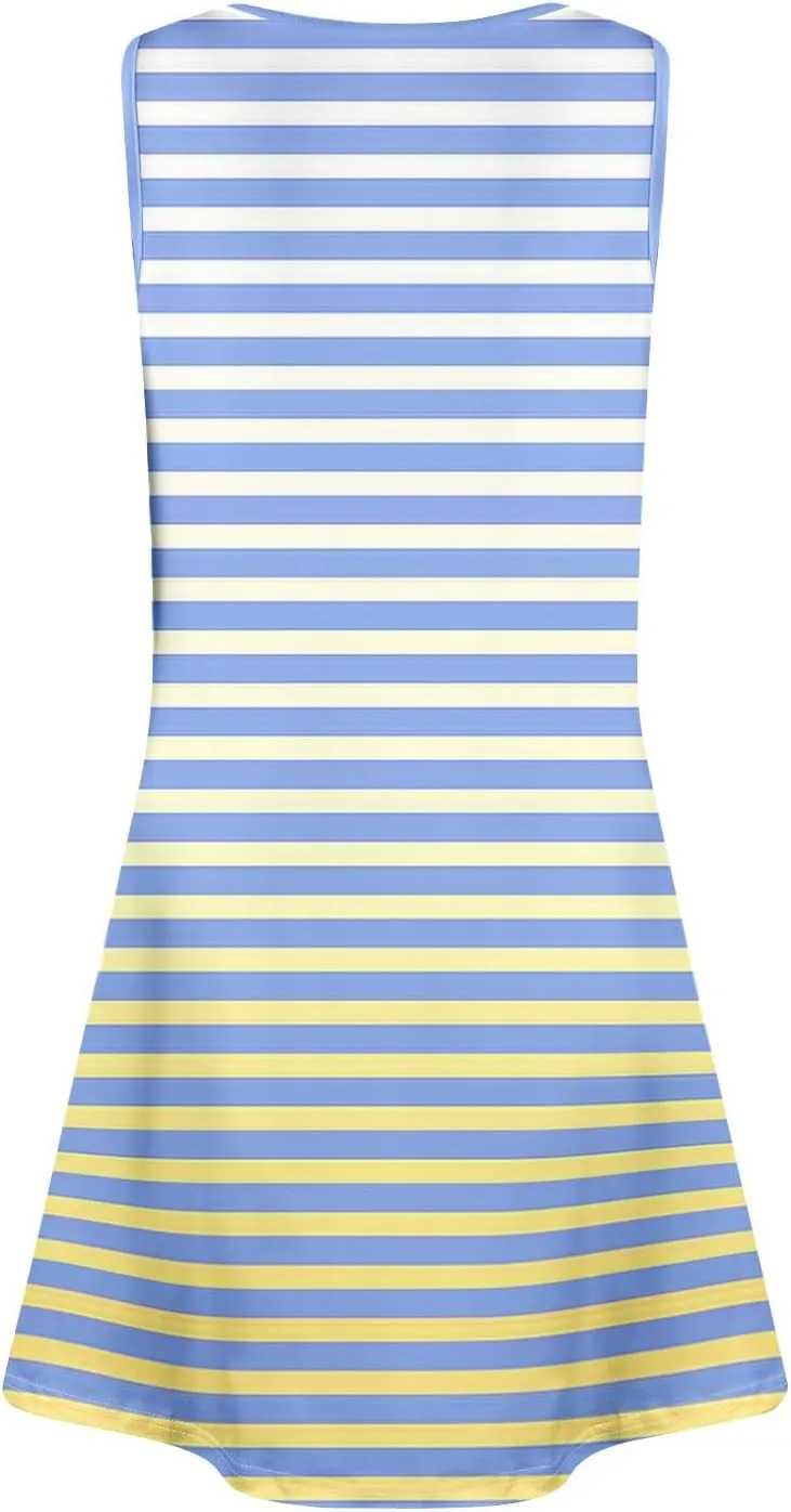 Summer Dresses for Women 2025 Floral Boho Beach Tank Dress V-Neck Loose Sundresses Sleeveless Casual T Shirt Dresses