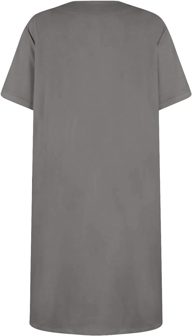 Summer Dresses for Women 2025 Square Neck Short Sleeve Tshirt Dress Knee Length Sundress Holiday Casual Frock with Pockets