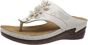 Summer Sandals for Women Dressy Premium Walking Slippers with Arch Support Anti-Slip Breathable Sandal Vintage Flip Flop Shoes Beach Leather Slippers