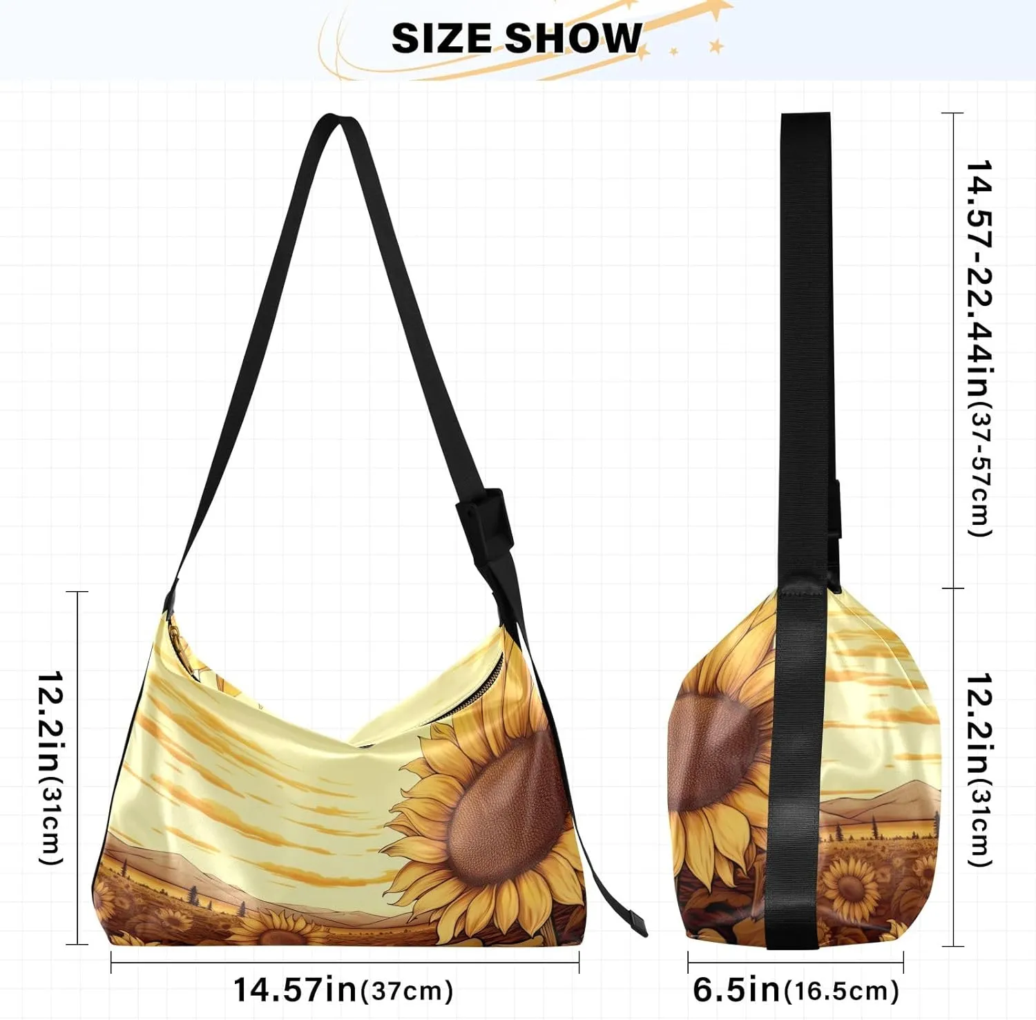 Sunflower Field is Drawn in Sepia Shoulder Bag, Fashion Shoulder Bag, Crossbody Bag for Men Leather