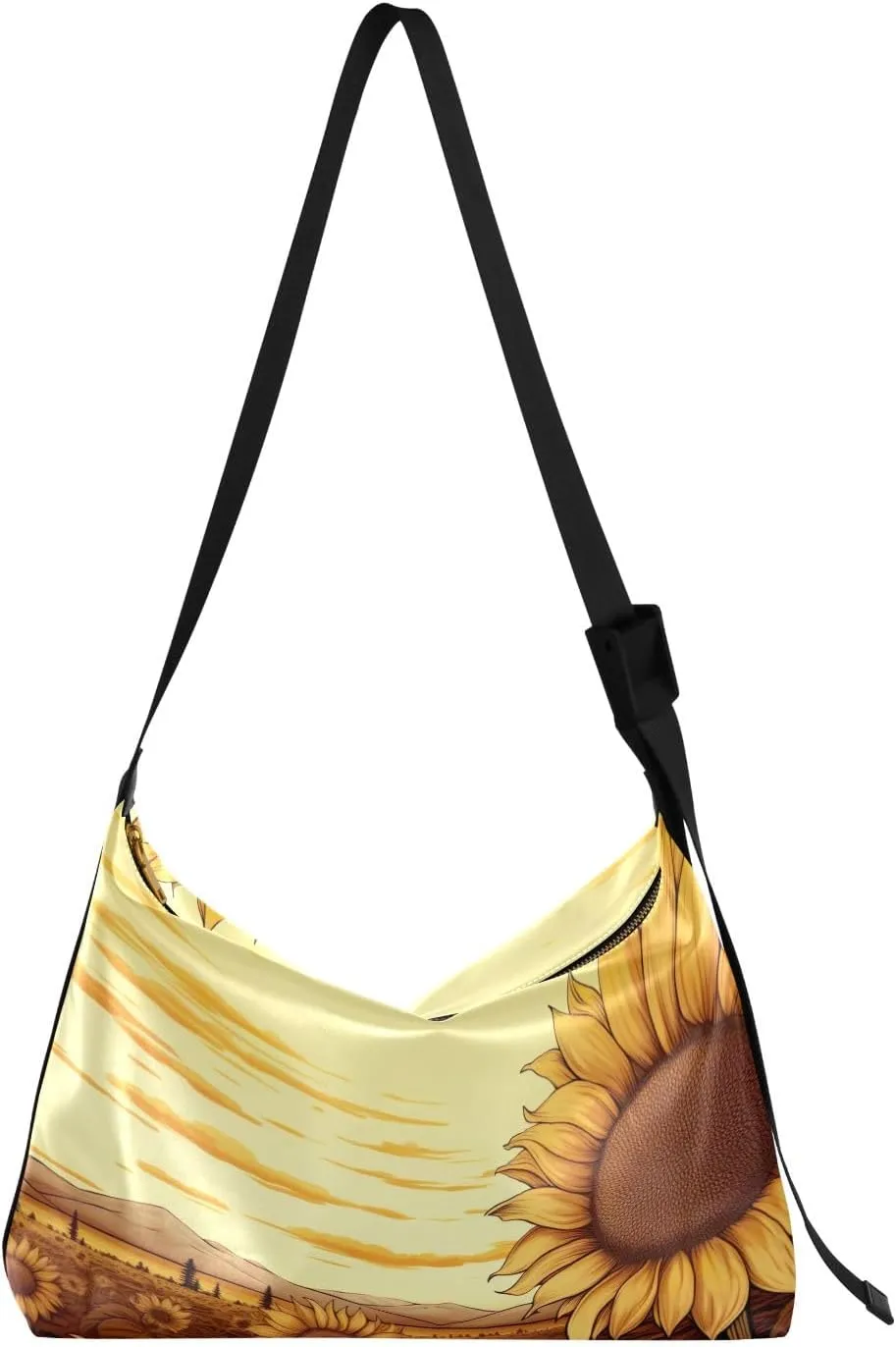 Sunflower Field is Drawn in Sepia Shoulder Bag, Fashion Shoulder Bag, Crossbody Bag for Men Leather