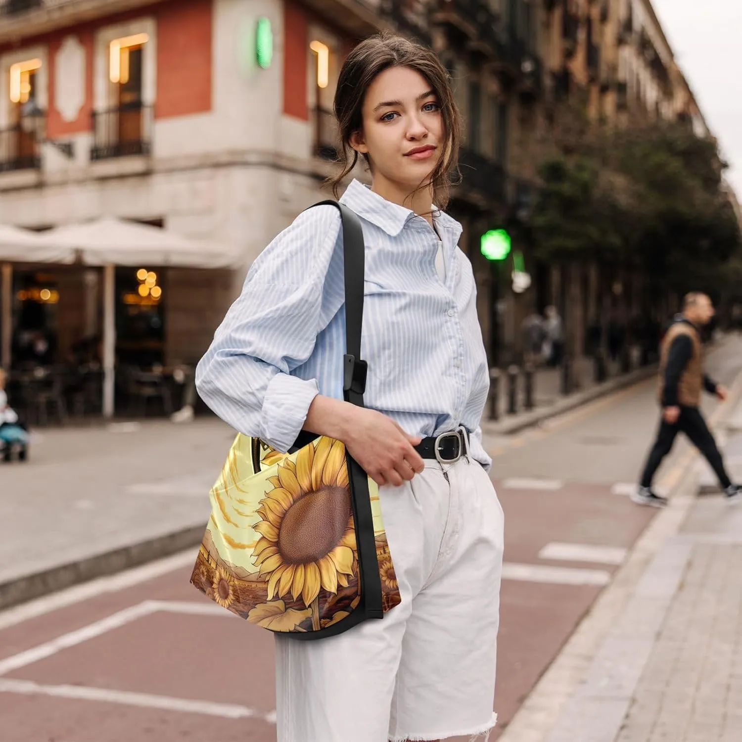 Sunflower Field is Drawn in Sepia Shoulder Bag, Fashion Shoulder Bag, Crossbody Bag for Men Leather
