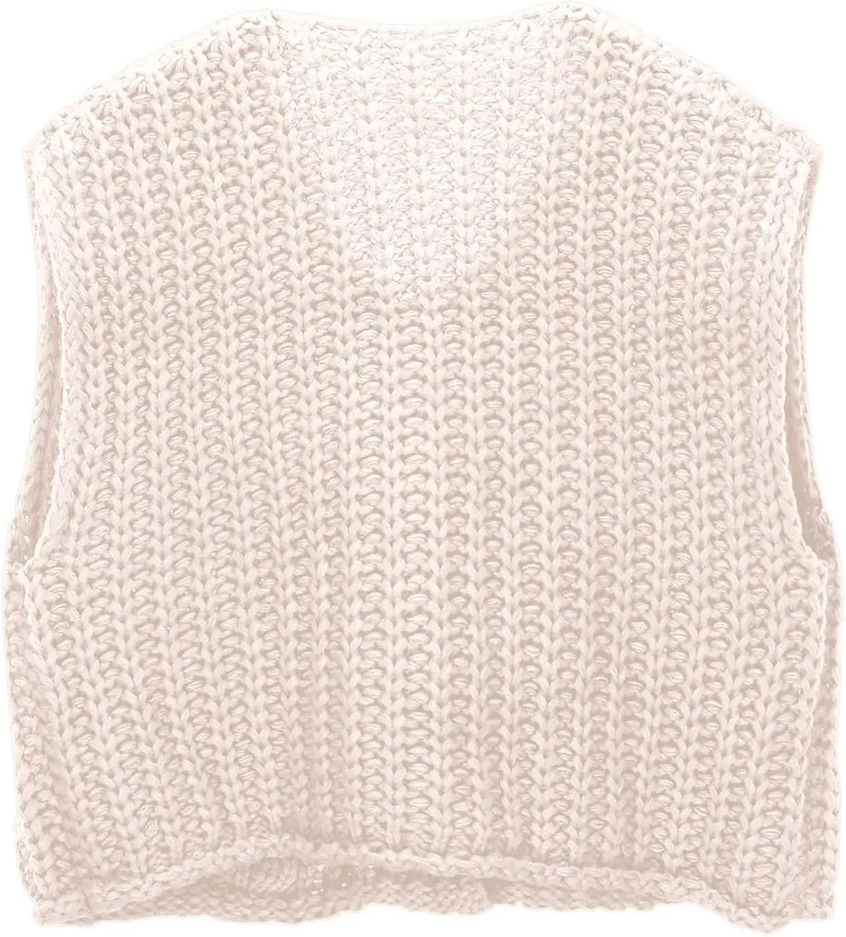 Sweater Vest for Women Cropped Sweater Vest Top Chunky Knit Vest Button Crochet Top Oversized Sleeveless Cardigan Top