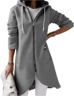 Sweatshirts for Women Zipper Irregular Hem Long Hoodies Fleece Sweatshirts Tunic Causl Jacket Long Sleeve Tops