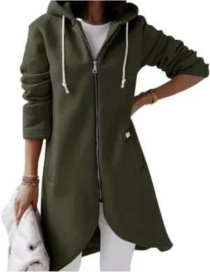 Sweatshirts for Women Zipper Irregular Hem Long Hoodies Fleece Sweatshirts Tunic Causl Jacket Long Sleeve Tops