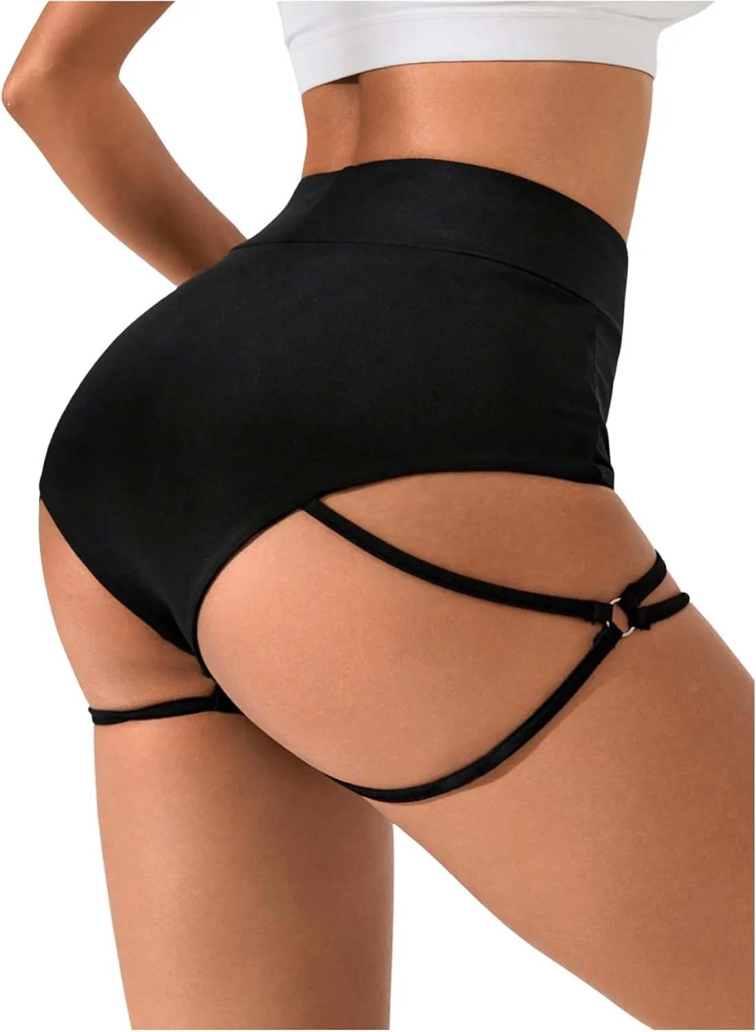 SweatyRocks Women's Sexy Mini Shorts Criss Cross High Waist Gym Workout Booty Yoga Shorts