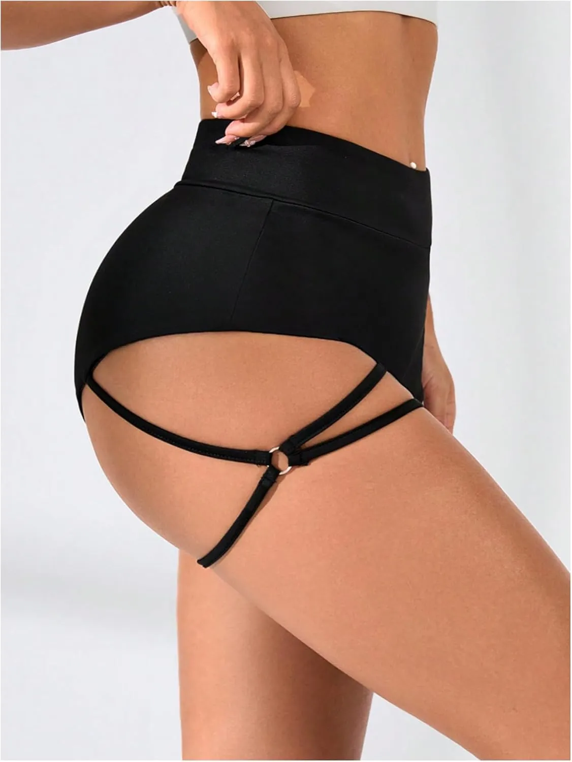 SweatyRocks Women's Sexy Mini Shorts Criss Cross High Waist Gym Workout Booty Yoga Shorts