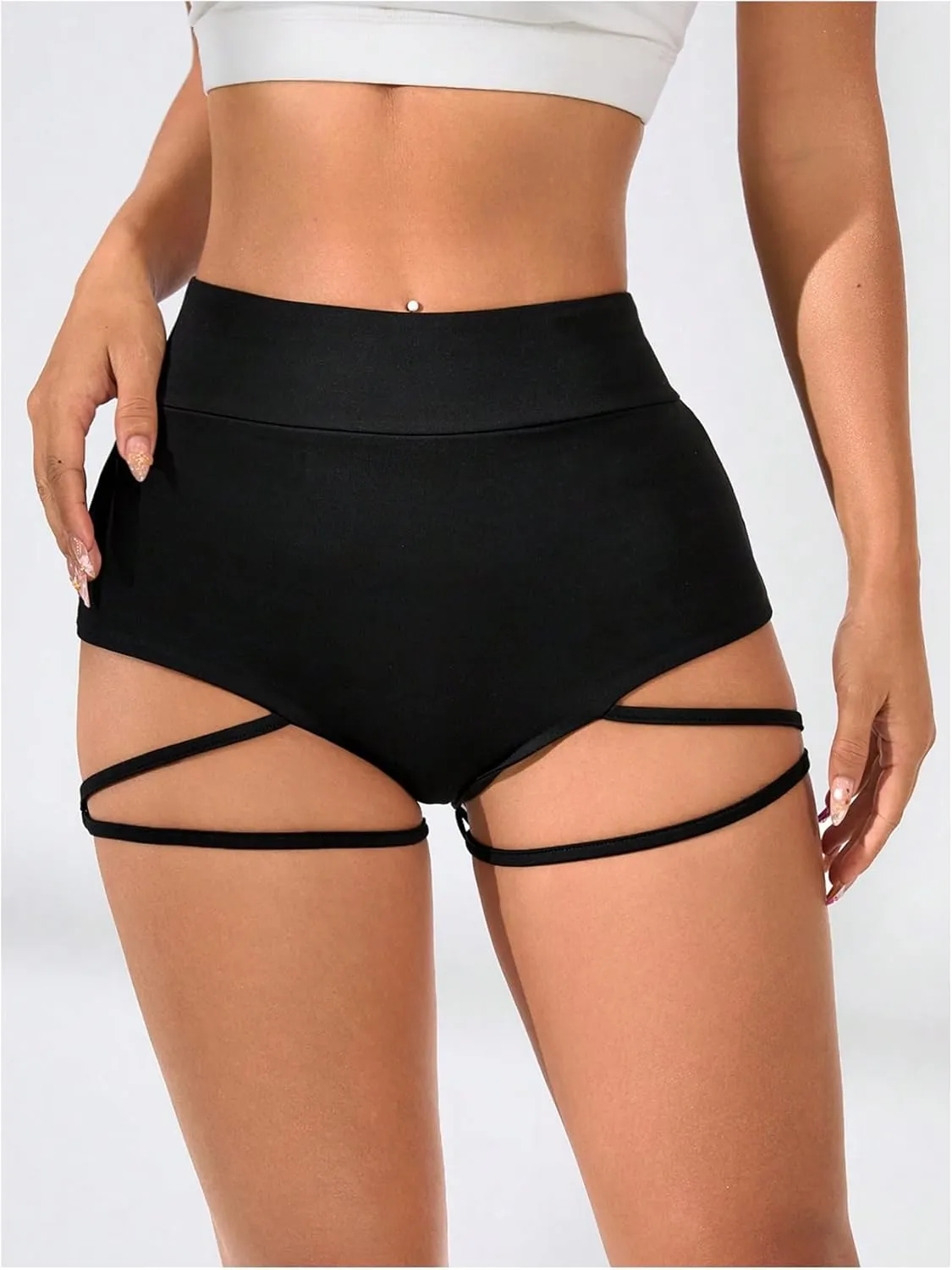 SweatyRocks Women's Sexy Mini Shorts Criss Cross High Waist Gym Workout Booty Yoga Shorts