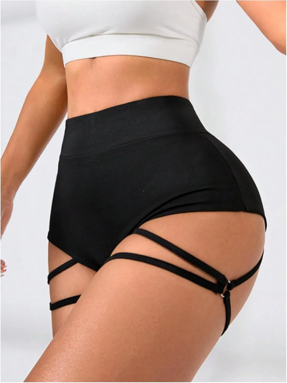 SweatyRocks Women's Sexy Mini Shorts Criss Cross High Waist Gym Workout Booty Yoga Shorts
