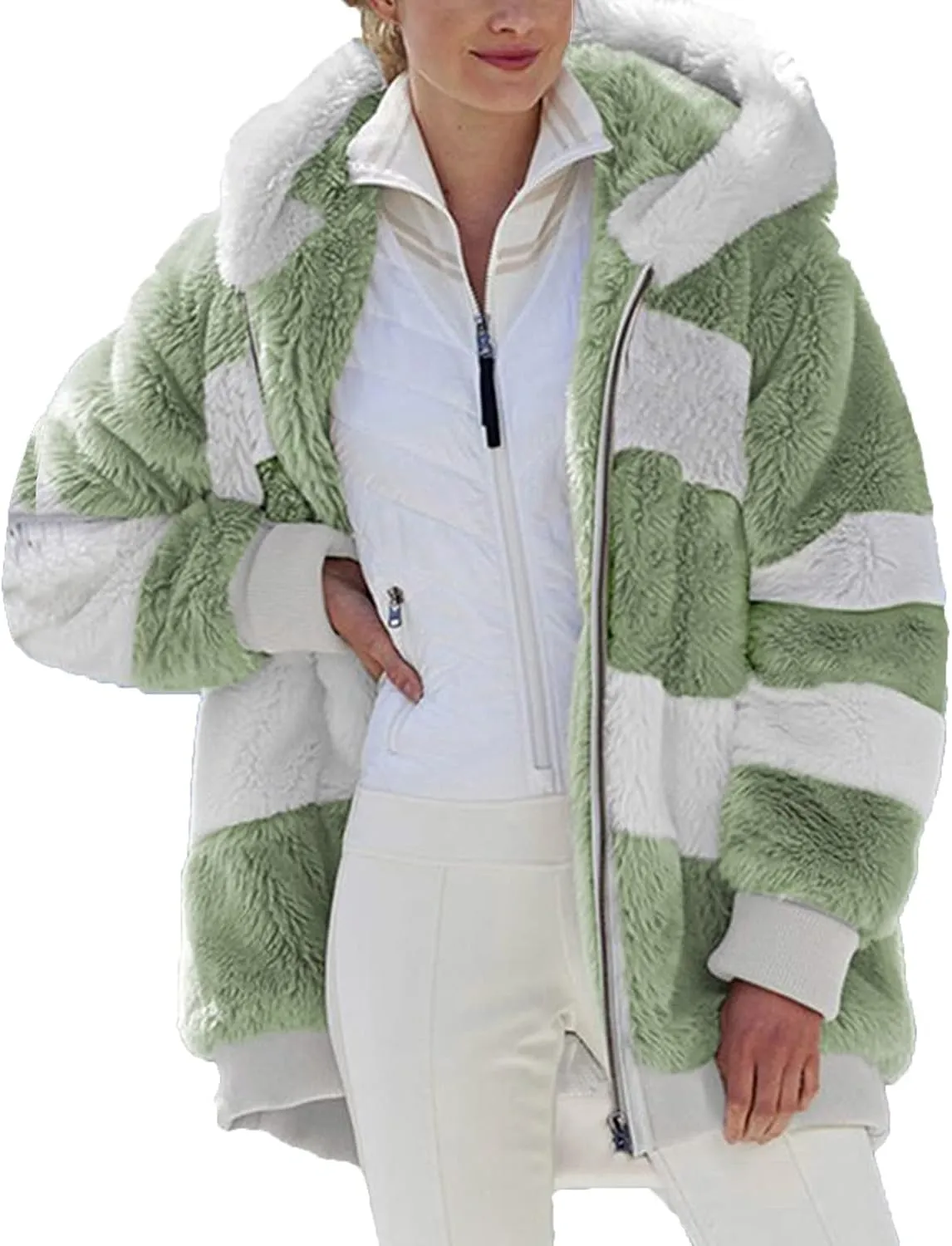 TARIENDY Fleece Jacket Women Trendy 2025 Sherpa Lined Hoodies Zip Up Warm Coats Oversized Winter Casual Cozy Cardigans