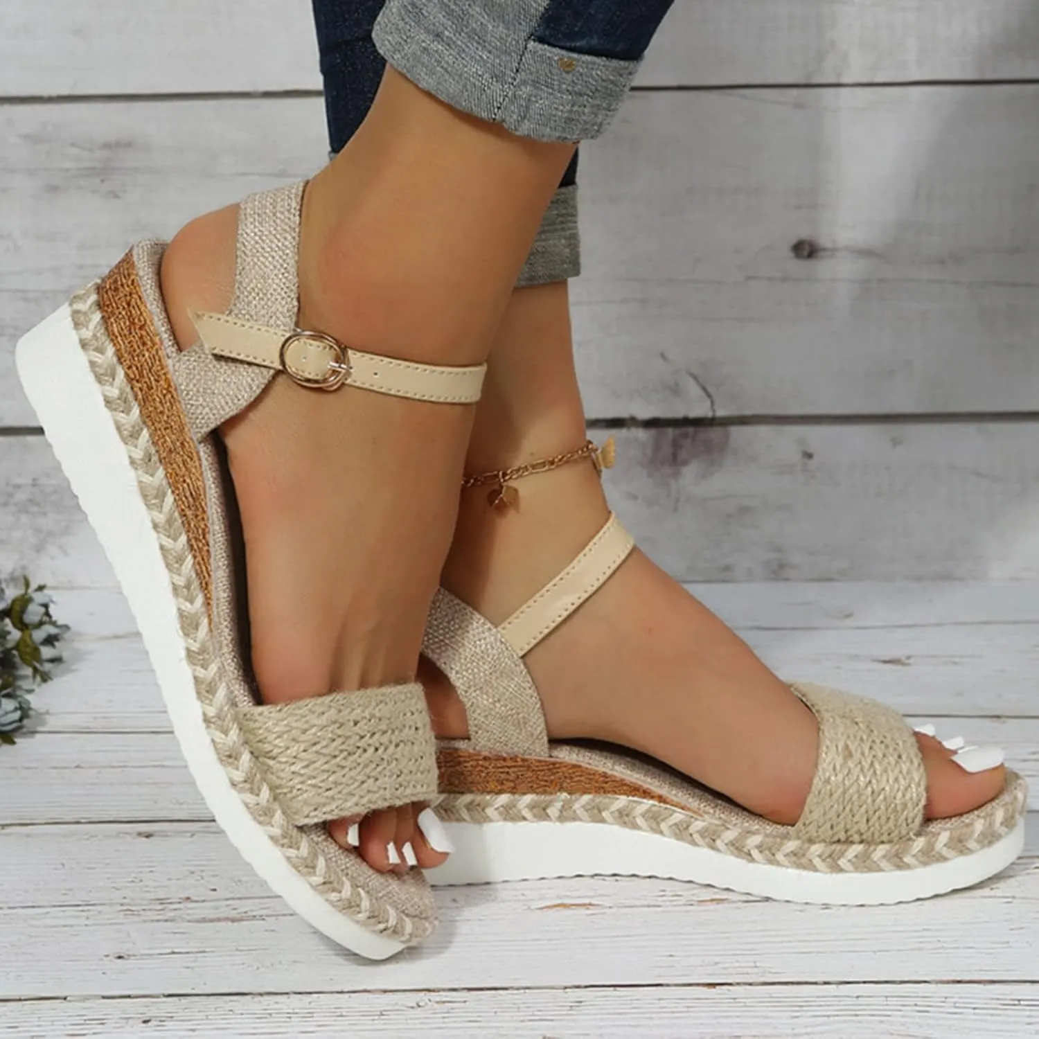 Temperament Thick Bottom Sandals for Women Breathable Open Toe Slingback Shoes Orthopedic Hiking Sandals