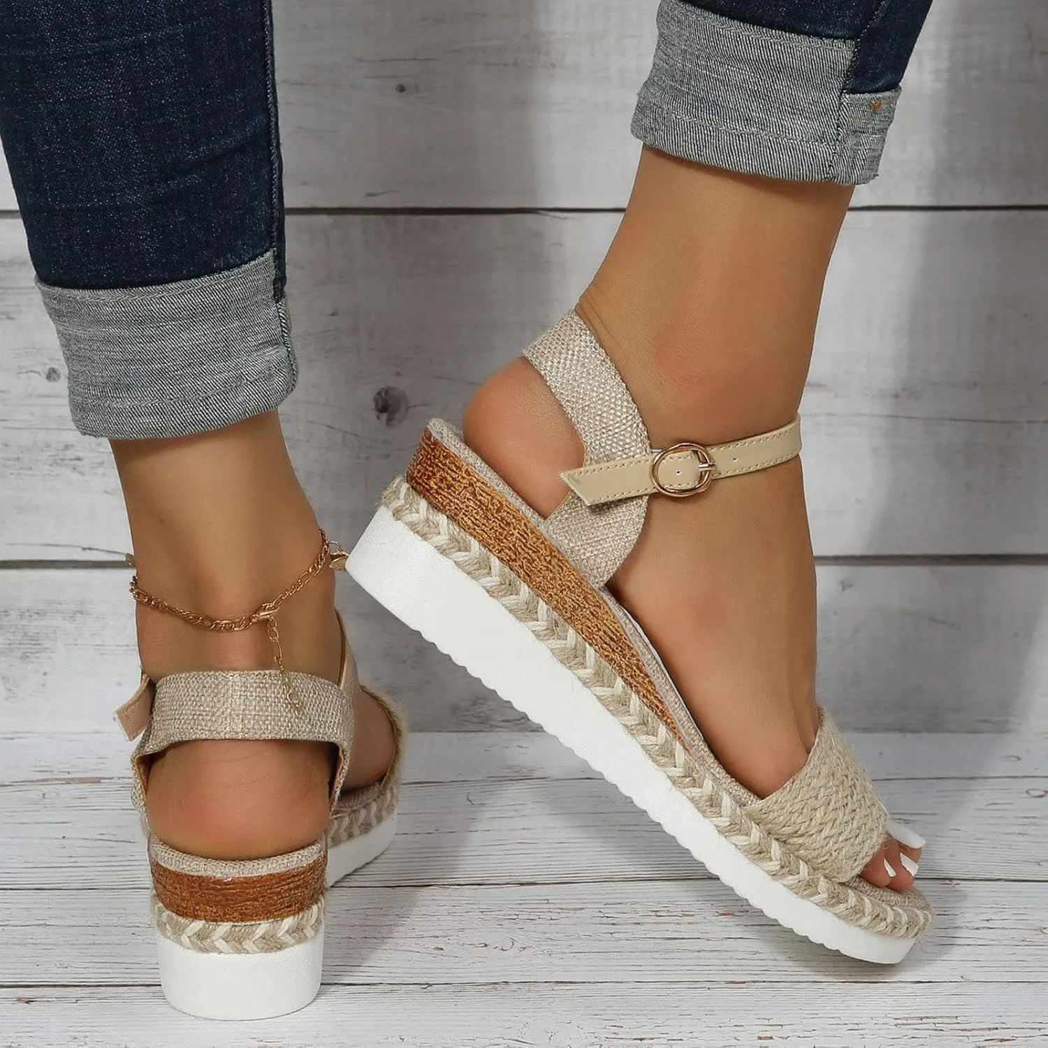 Temperament Thick Bottom Sandals for Women Breathable Open Toe Slingback Shoes Orthopedic Hiking Sandals
