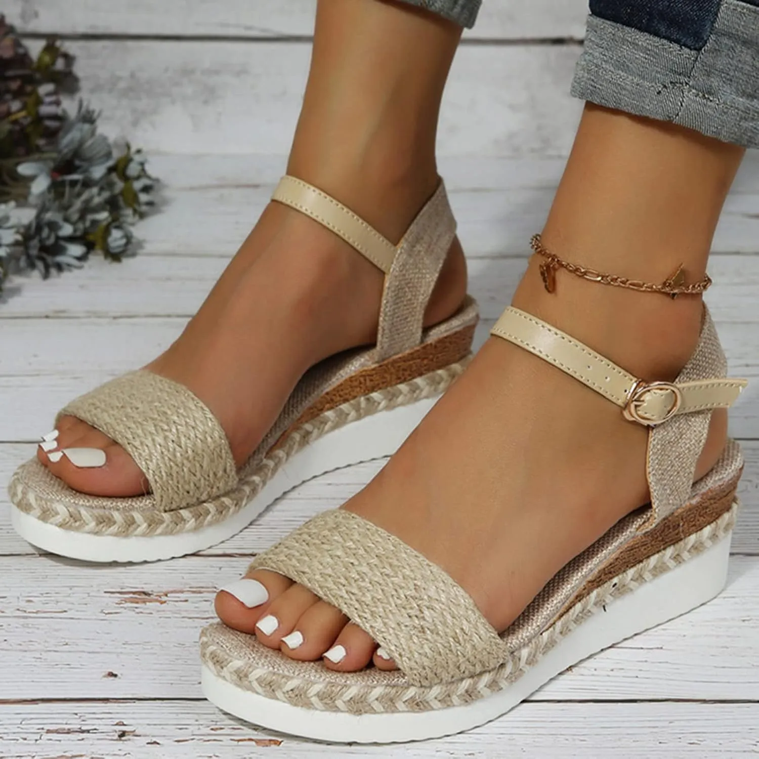 Temperament Thick Bottom Sandals for Women Breathable Open Toe Slingback Shoes Orthopedic Hiking Sandals