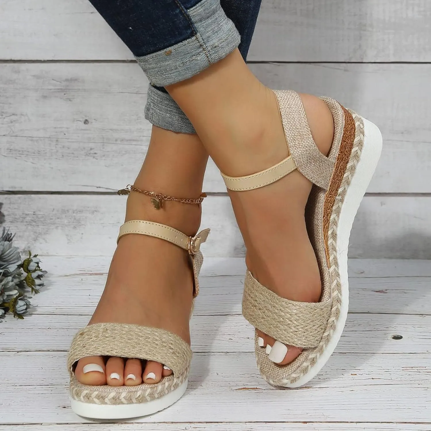 Temperament Thick Bottom Sandals for Women Breathable Open Toe Slingback Shoes Orthopedic Hiking Sandals