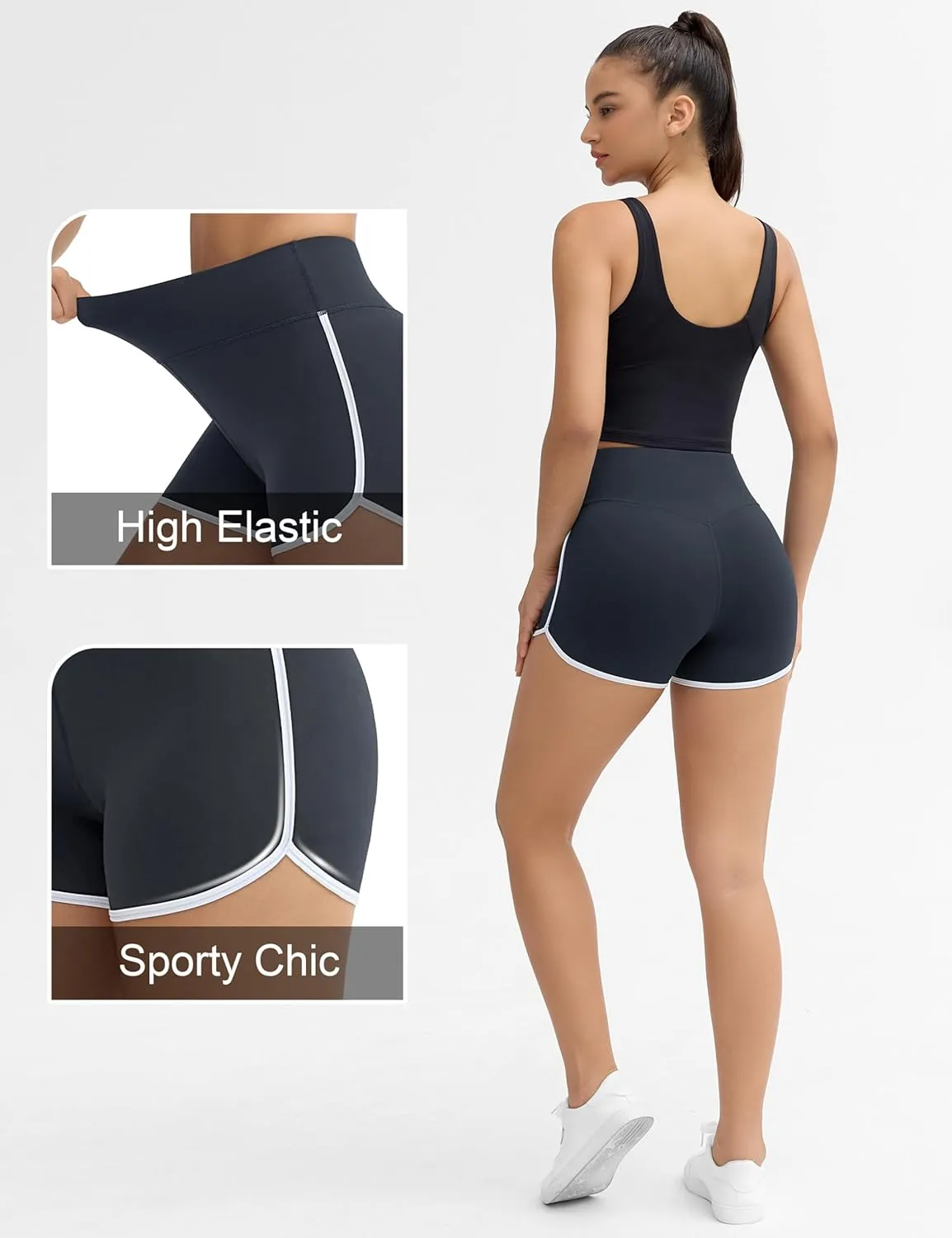 THE GYM PEOPLE Women's High Waist Workout Shorts Breathable Dolphin Split Elastic Lounge Yoga Shorts