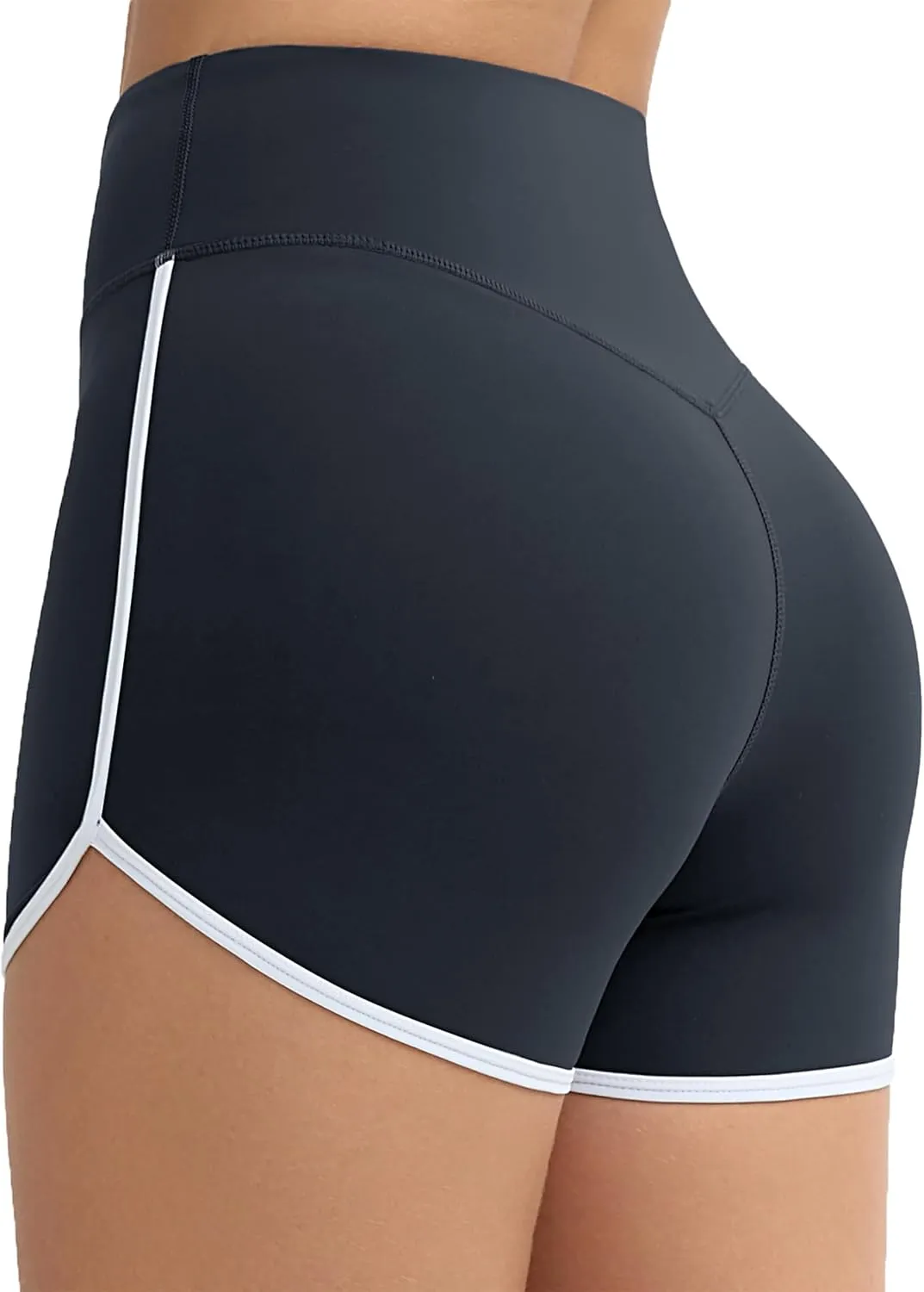 THE GYM PEOPLE Women's High Waist Workout Shorts Breathable Dolphin Split Elastic Lounge Yoga Shorts