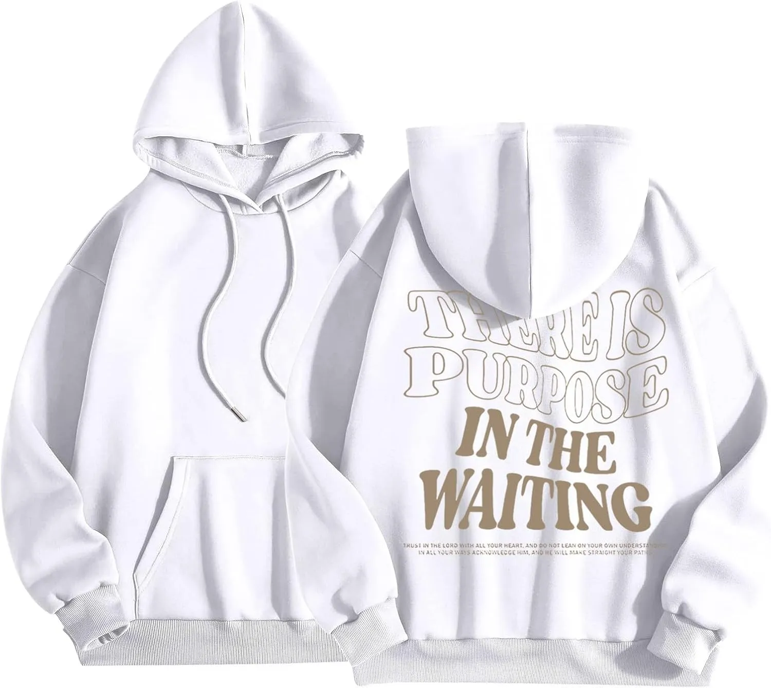 There is Purpose in The Waiting Christian Hoodies for Women Bible Verse Graphic Oversized Long Sleeve Girls Sweatshirt