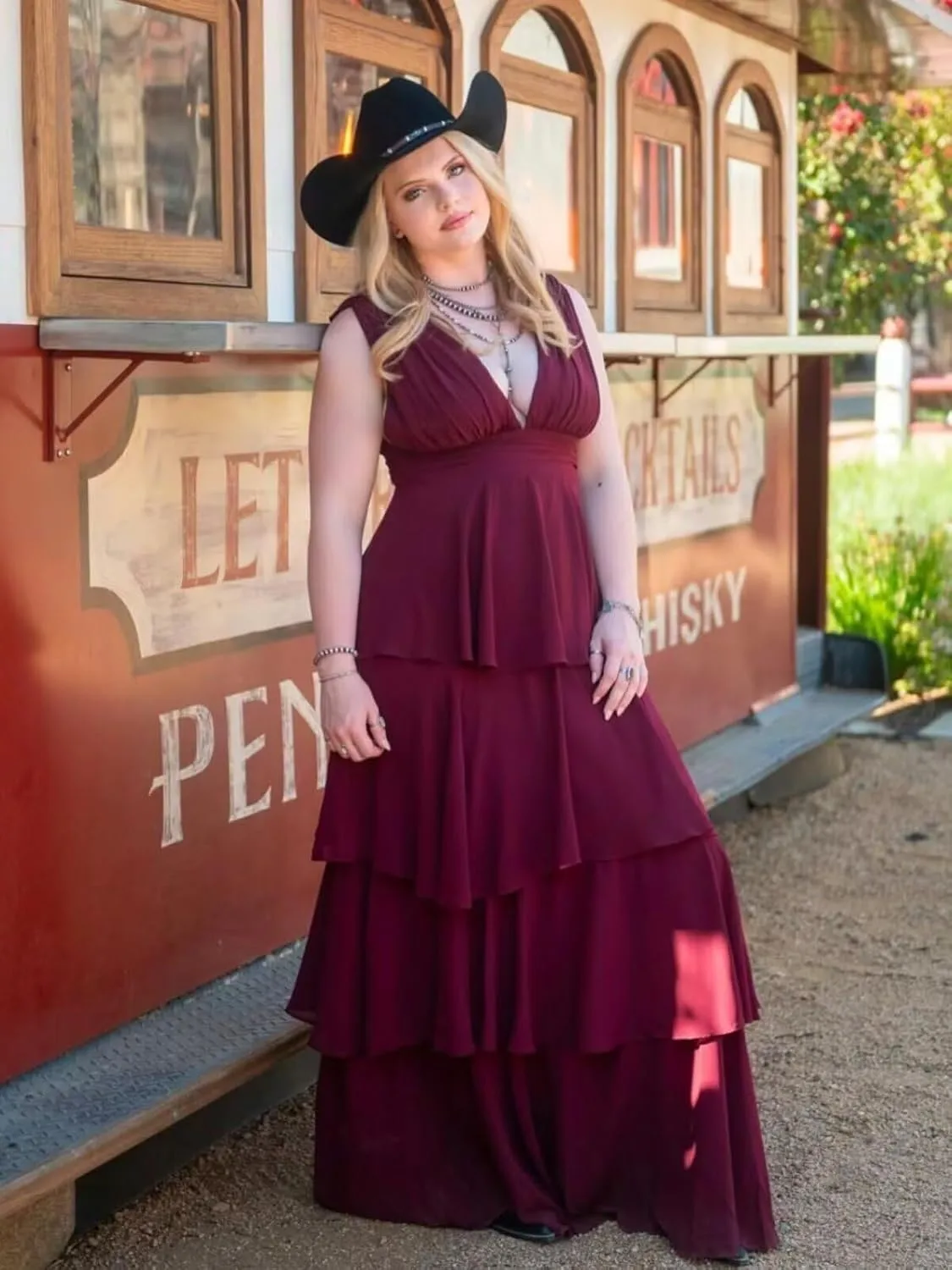 Tiered Ruffles Chiffon Bridesmaid Dresses 2025 V Neck Formal Dress for Women A-Line Long Maxi Evening Gown