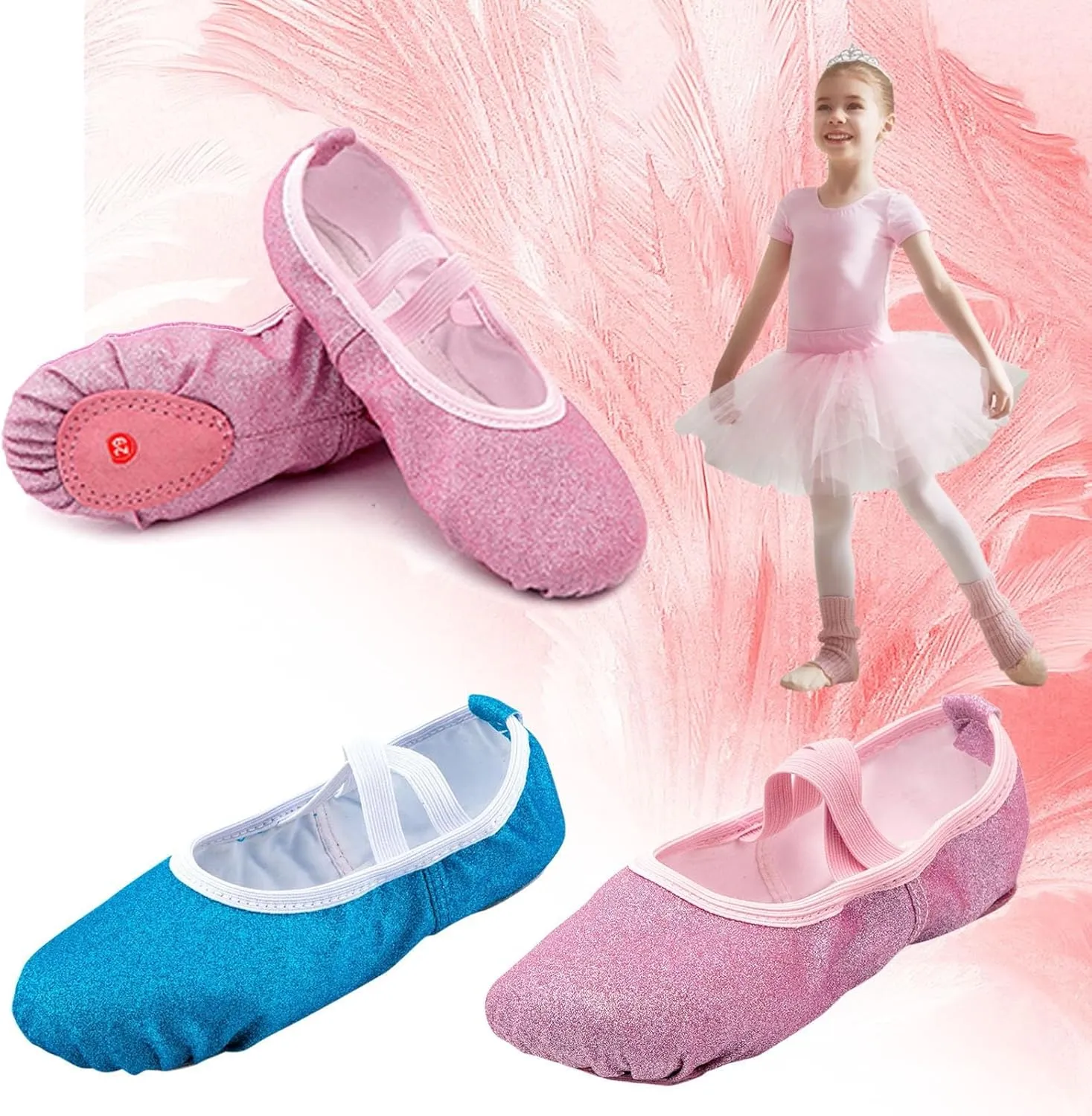 Toddler Ballet Shoes Glitter Ballet Slippers for Girls Pi??k Ballet Shoes Girls Canvas Ballet Shoes for Girls