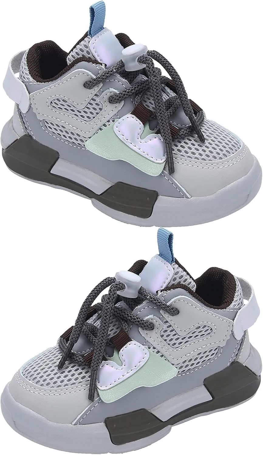 Toddler Boy Shoes Size 9 Wide Girls Shoes Autumn and Winter Children's Sports Shoes Middle and Big Children's Sneakers (Grey, 8 Toddler)