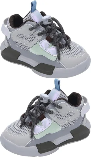 Toddler Boy Shoes Size 9 Wide Girls Shoes Autumn and Winter Children's Sports Shoes Middle and Big Children's Sneakers (Grey, 8 Toddler)
