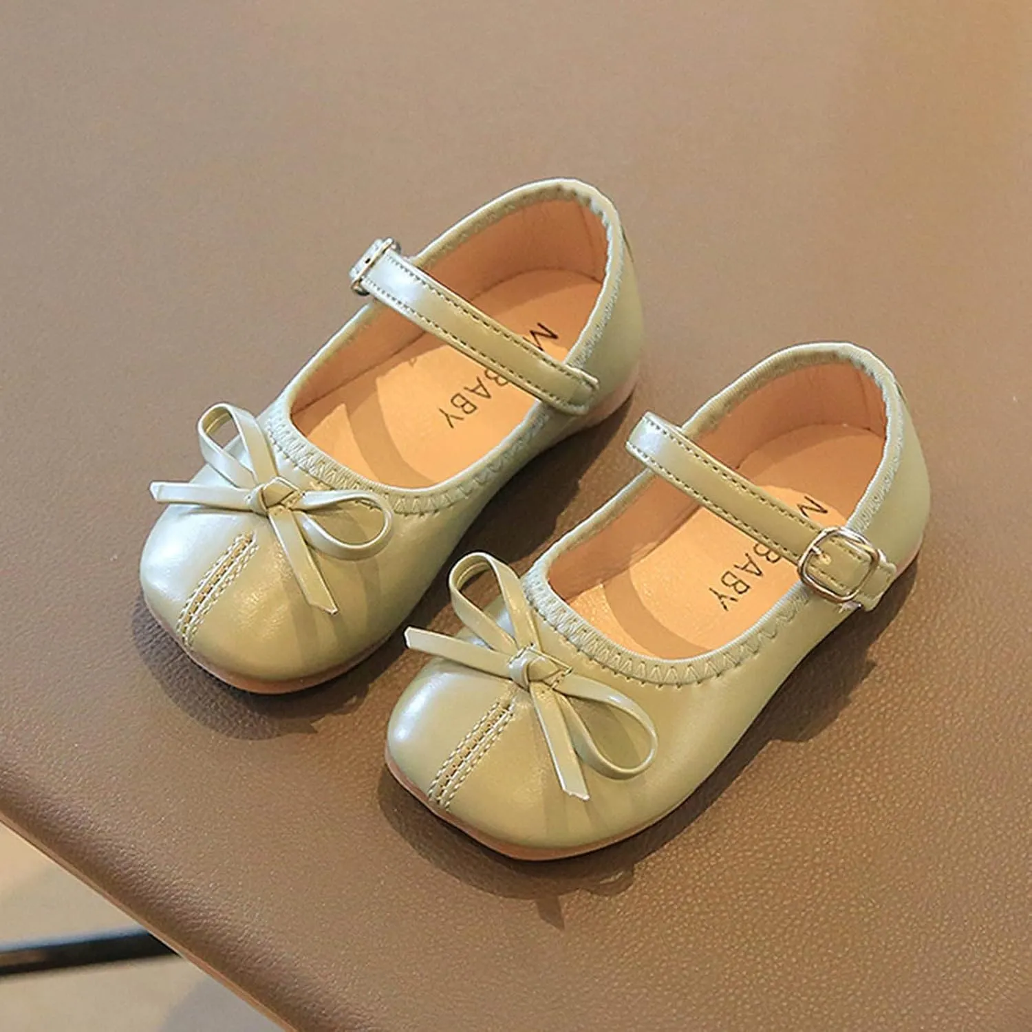 Toddler Girls Dress Shoes Bow Slip On Mary Jane Ballet Flats Flower Girl School Party Wedding Shoes