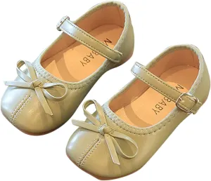 Toddler Girls Dress Shoes Bow Slip On Mary Jane Ballet Flats Flower Girl School Party Wedding Shoes