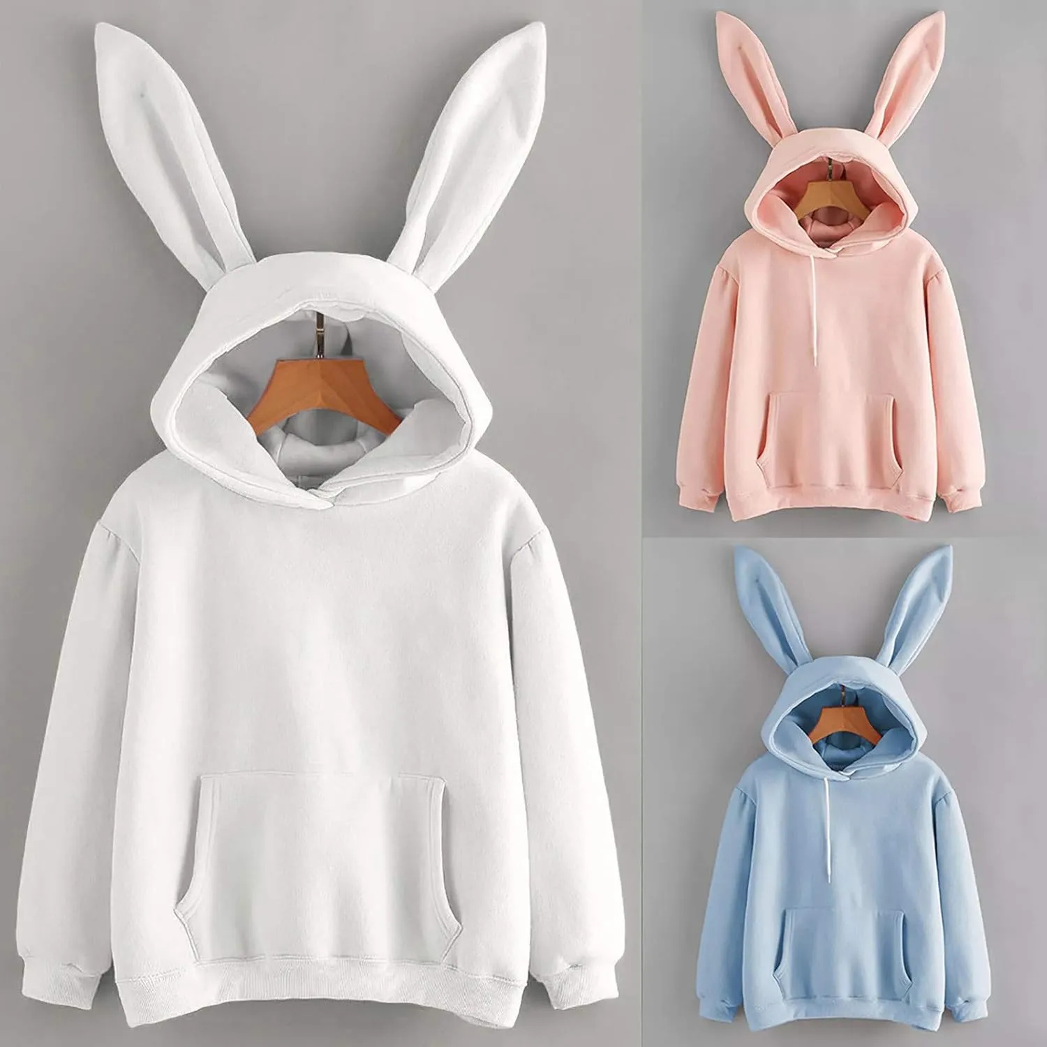 TUQIDEWU Womens Sweatshirt, Womens Hoodies Women Cute Bunny Ear Long Sleeve Fuzzy Rabbit Tops Sweatshirts Hoodie Jacket Coat