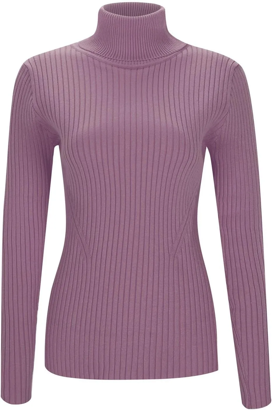 Turtleneck Ribbed Sweaters for Women 2024 Fall Fitted Long Sleeve Knitted Warm Pullover Sweater Basic Tops