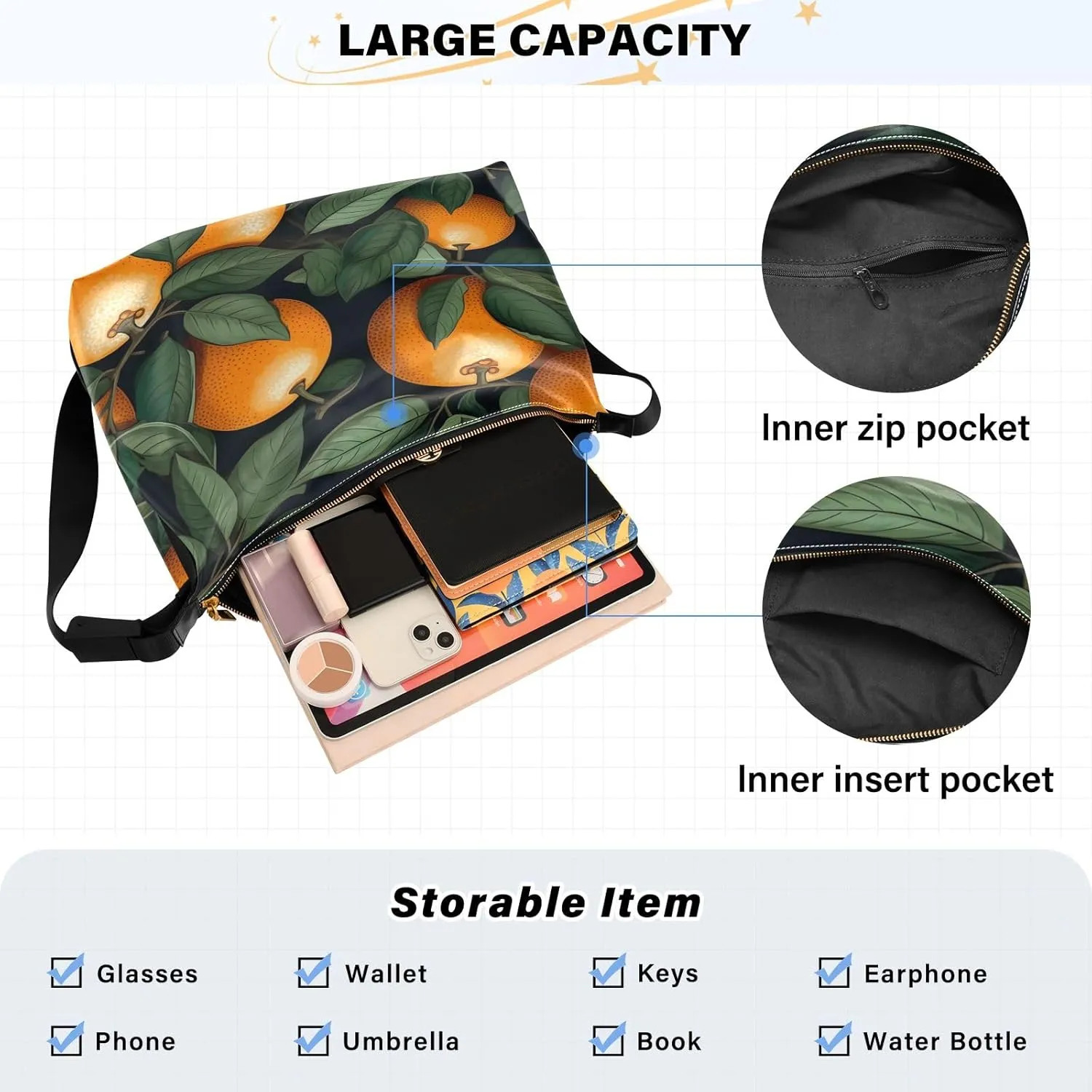 Watercolor Saint Patricks Day Hobo Bag with Zipper, Men's Leather Sling Bag, Crossbody Large Leather Bag