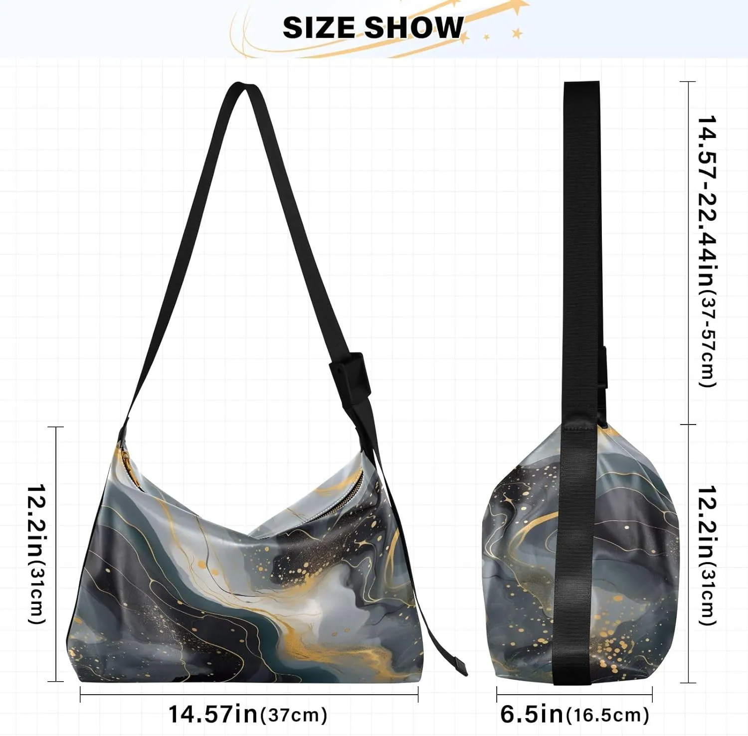Watercolor Wildflowers with Butterflies Lightweight Shoulder Hobo Bag, Vegan Crossbody Bag, Leather Crossbody Bags