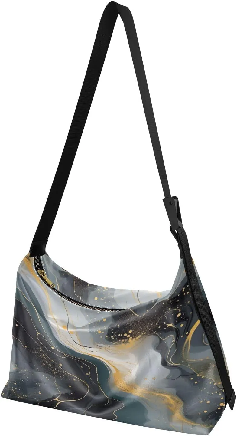 Watercolor Wildflowers with Butterflies Lightweight Shoulder Hobo Bag, Vegan Crossbody Bag, Leather Crossbody Bags