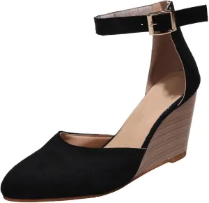 Wedge Sandals for Women Summer Espadrilles Wedges Heels Pointed Toe Ankle Strap Platform Sandals, Comfortable Cork Closed Toe Espadrilles Wedge Sandal with Arch Support