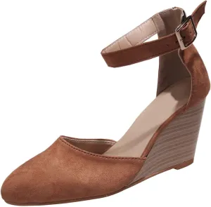 Wedge Sandals for Women Summer Espadrilles Wedges Heels Pointed Toe Ankle Strap Platform Sandals, Comfortable Cork Closed Toe Espadrilles Wedge Sandal with Arch Support