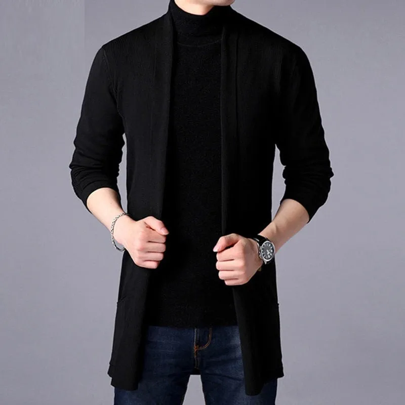 West Louis Knitted Wool Slim Fashion Long Cardigan