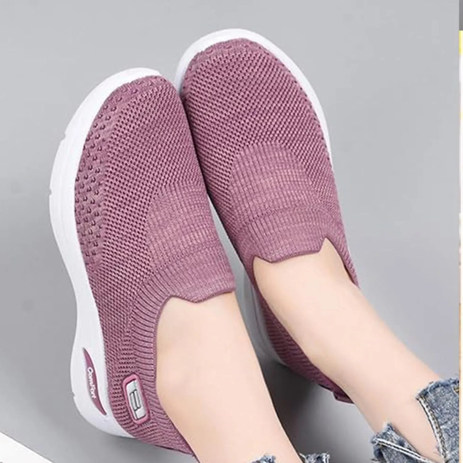 Women Casual Walking Shoes Breathable Soft Slip On Sneakers Comfortable Mesh Trainers Athletic Running Jogging Shoe Diabetic Foam Sneaker with Arch Support