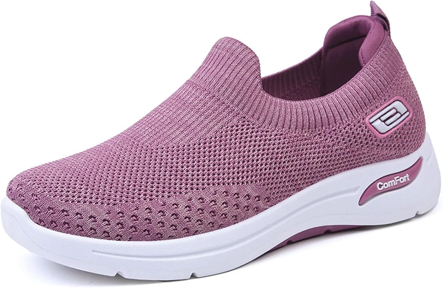 Women Casual Walking Shoes Breathable Soft Slip On Sneakers Comfortable Mesh Trainers Athletic Running Jogging Shoe Diabetic Foam Sneaker with Arch Support