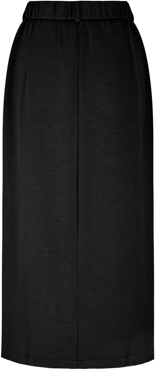 Women High Waisted Cargo Midi Skirt Y2k Summer Vintage Pencil Slit Long Skirts Dressy Casual Business Work Skirts