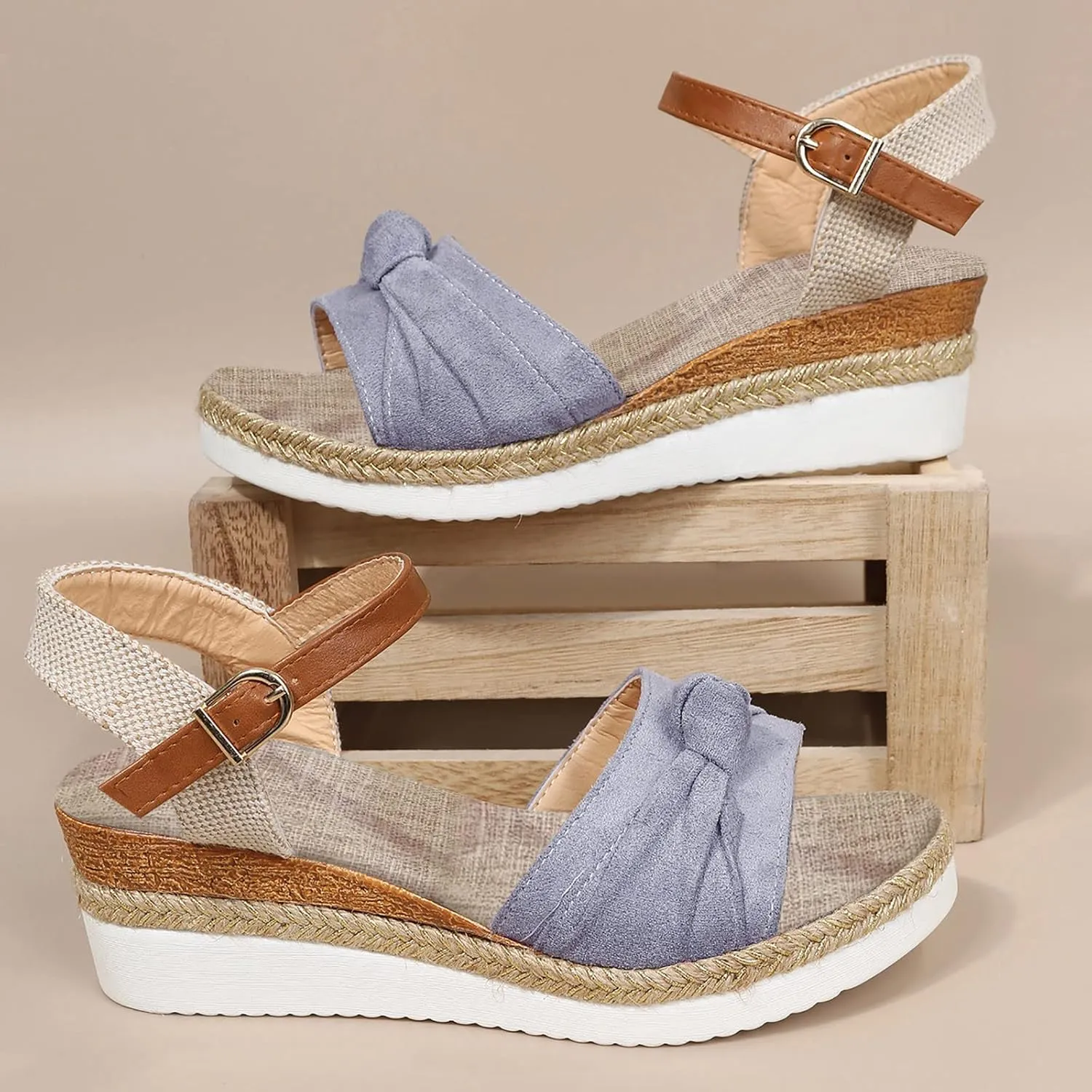 Women Orthopedic Sandals Wedge Orthopedic Sandals Arch Support Summer Espadrilles Wedges Summer Open Toe Ankle Strap Espadrilles Sandals Beach Sandals Comfortable Outdoor Shoes