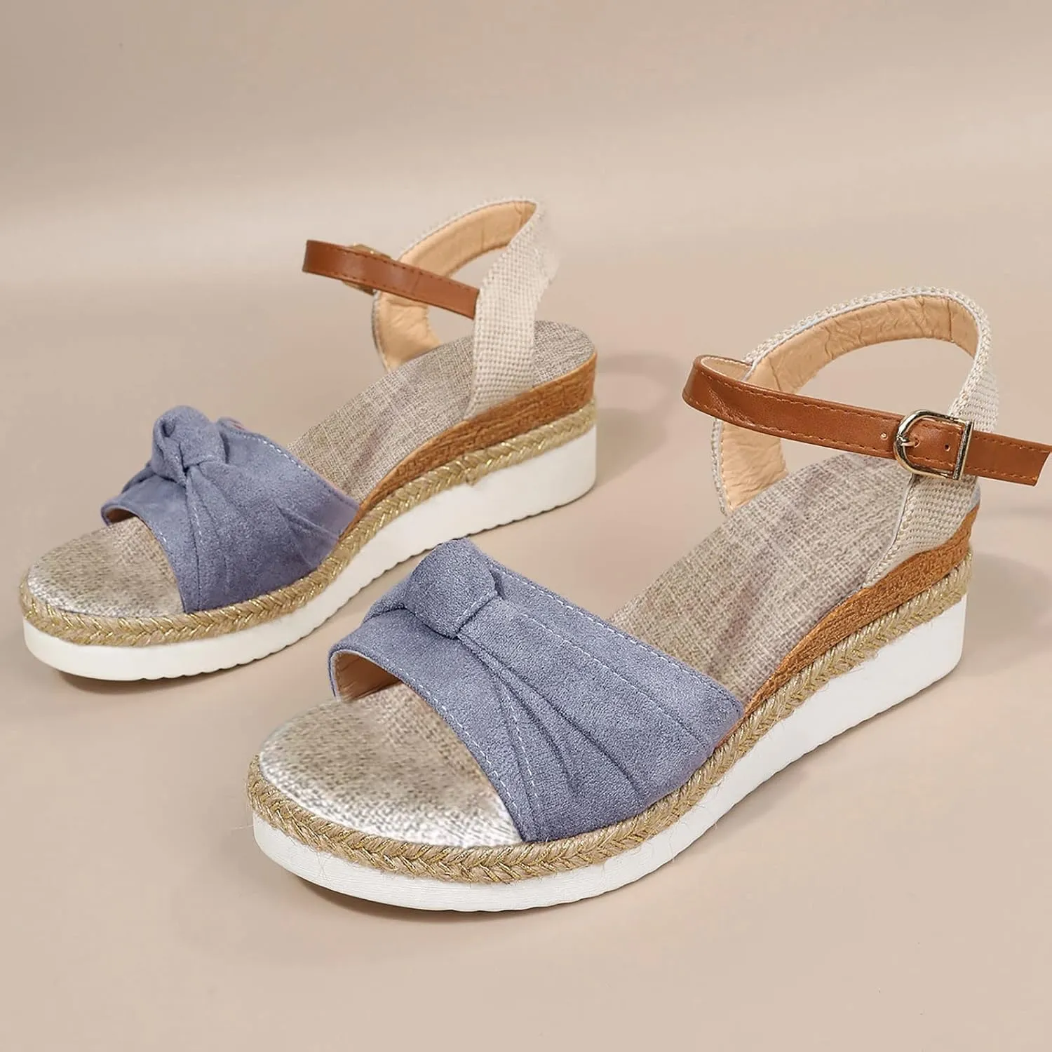 Women Orthopedic Sandals Wedge Orthopedic Sandals Arch Support Summer Espadrilles Wedges Summer Open Toe Ankle Strap Espadrilles Sandals Beach Sandals Comfortable Outdoor Shoes