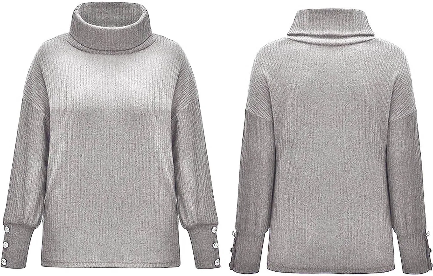 Women Turtle Neck Sweater Oversized Chunky Cable Knit Pullover Cowl Neck Lantern Sleeve Winter Loose Knit Sweaters