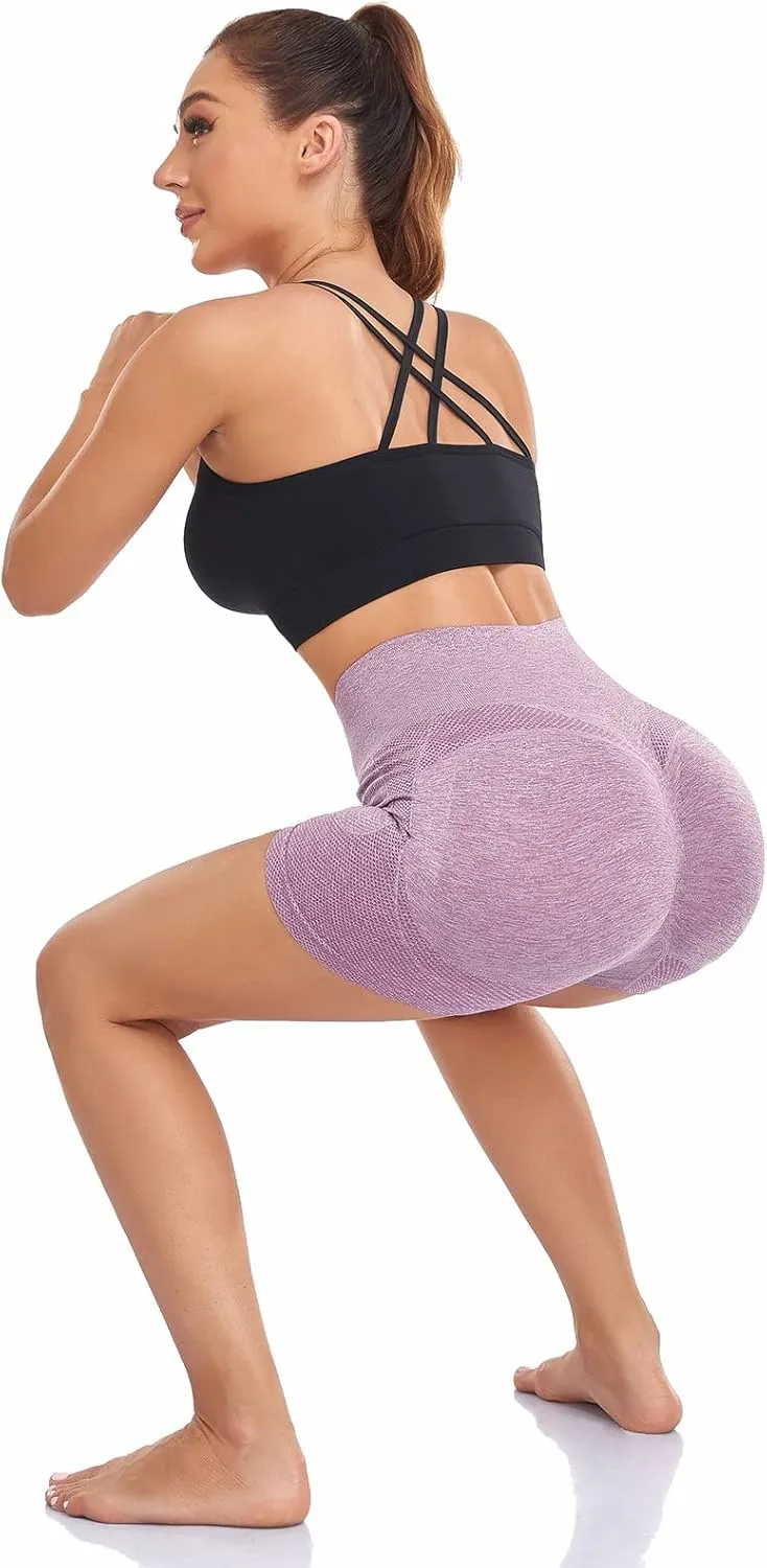 Women's 3 Piece Butt Lifting Shorts High Waist Tummy Control Yoga Shorts Seamless Ruched Booty Workout Shorts